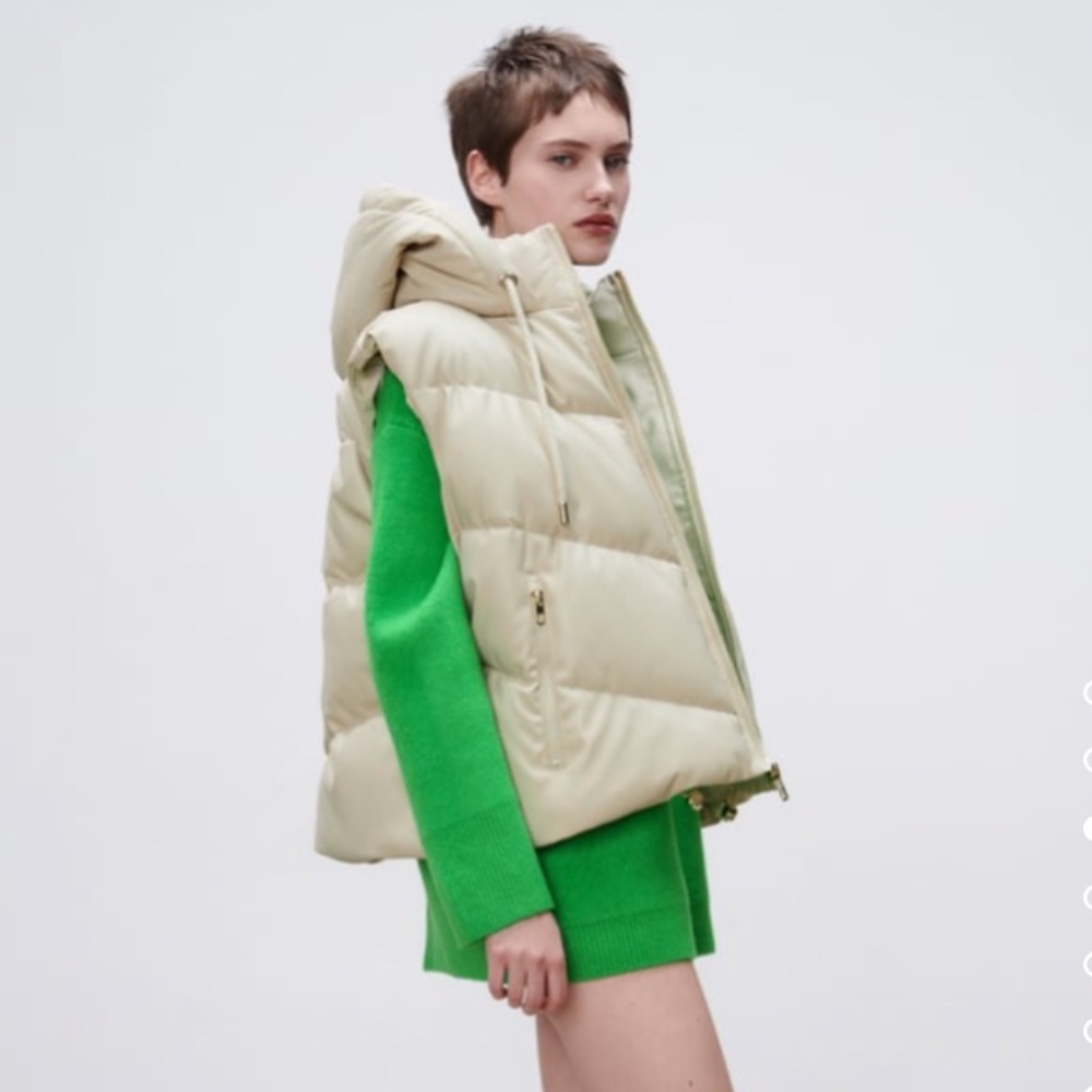 Zara Hooded faux leather vest